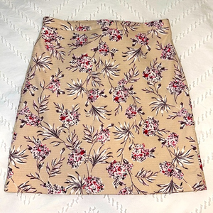 Ann‎ Taylor neutral, floral, fully lined, knee length skirt EUC - sz 8